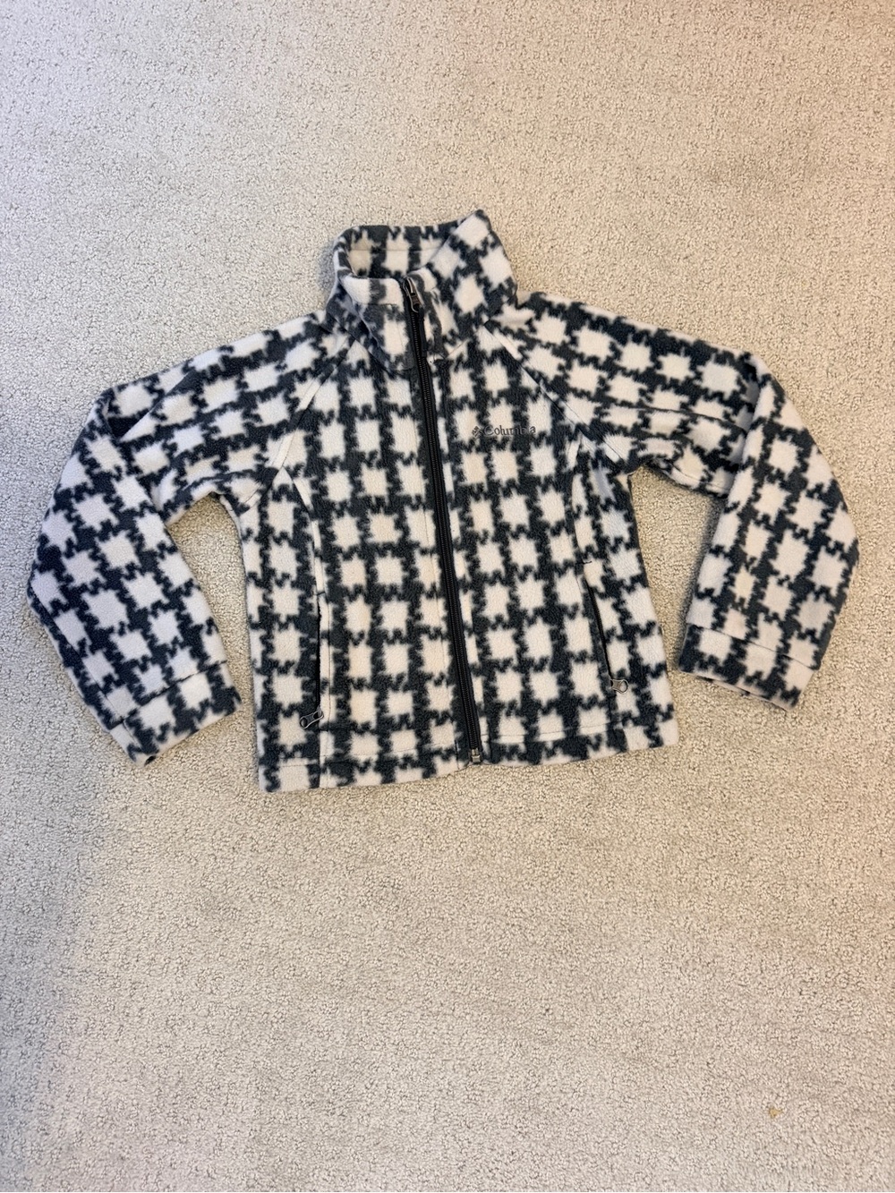 Columbia Black and White Patterned Kids Fleece Jacket